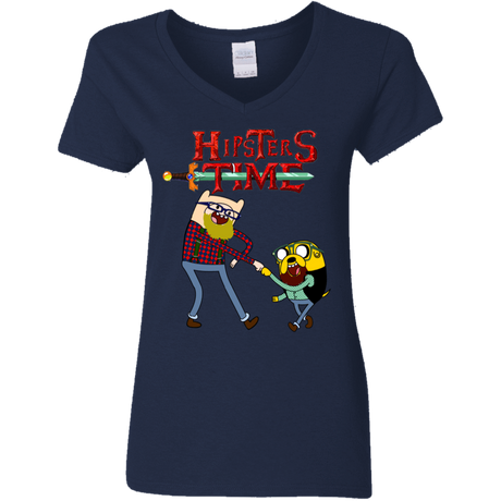 T-Shirts Navy / S Hipsters Time Women's V-Neck T-Shirt