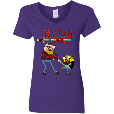 T-Shirts Purple / S Hipsters Time Women's V-Neck T-Shirt