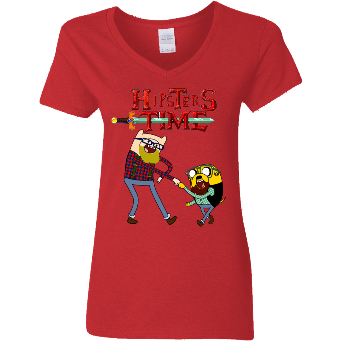 T-Shirts Red / S Hipsters Time Women's V-Neck T-Shirt