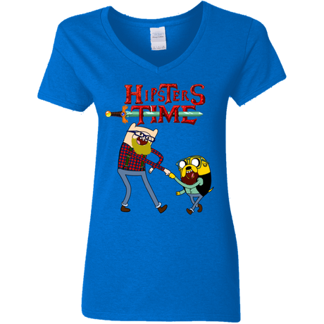 T-Shirts Royal / S Hipsters Time Women's V-Neck T-Shirt