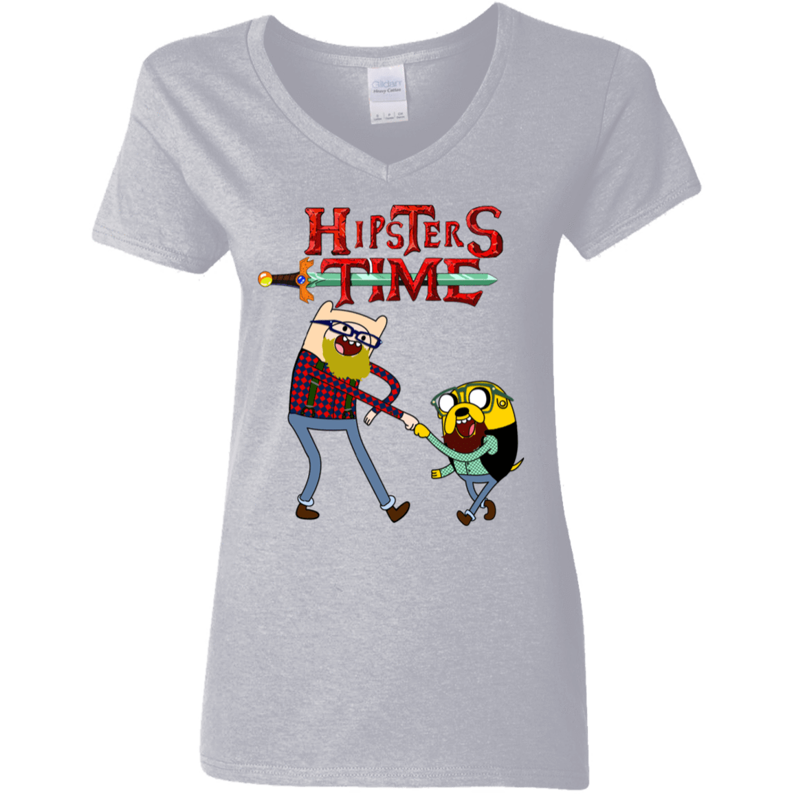 T-Shirts Sport Grey / S Hipsters Time Women's V-Neck T-Shirt