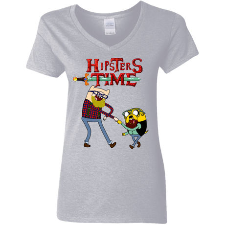 T-Shirts Sport Grey / S Hipsters Time Women's V-Neck T-Shirt