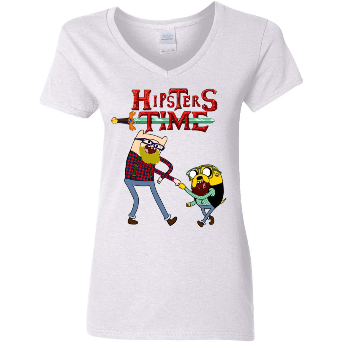 T-Shirts White / S Hipsters Time Women's V-Neck T-Shirt