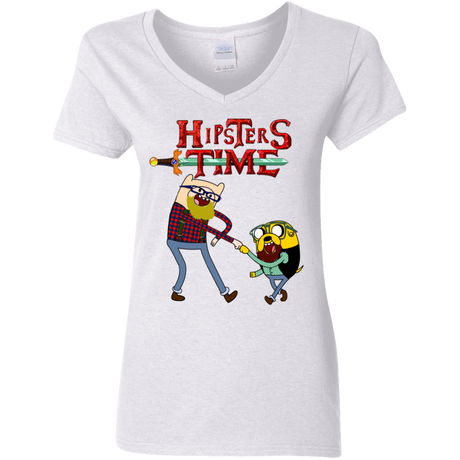 T-Shirts White / S Hipsters Time Women's V-Neck T-Shirt