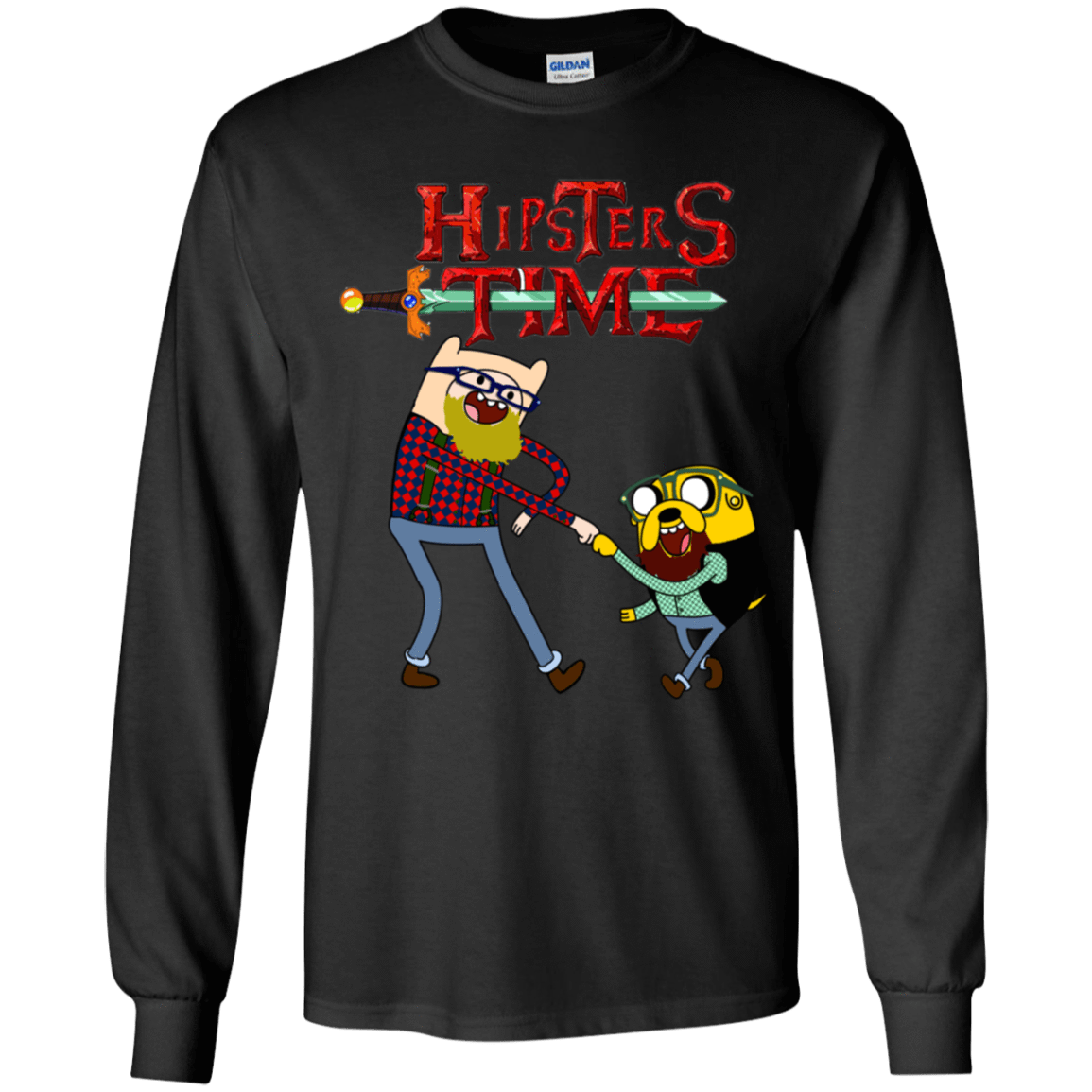 T-Shirts Black / YS Hipsters Time Youth Long Sleeve T-Shirt