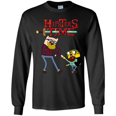 T-Shirts Black / YS Hipsters Time Youth Long Sleeve T-Shirt