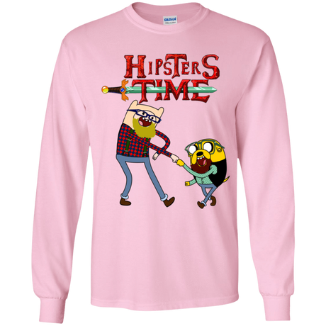 T-Shirts Light Pink / YS Hipsters Time Youth Long Sleeve T-Shirt