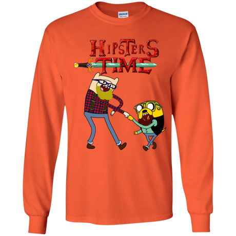 T-Shirts Orange / YS Hipsters Time Youth Long Sleeve T-Shirt