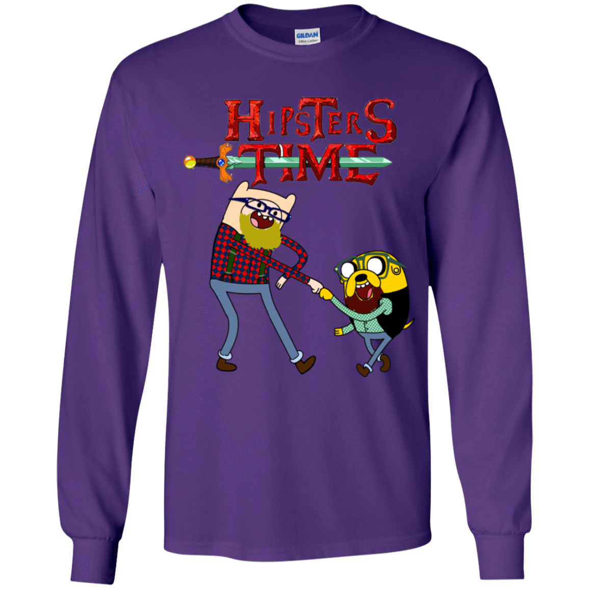 T-Shirts Purple / YS Hipsters Time Youth Long Sleeve T-Shirt