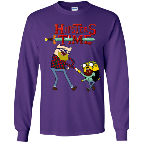 T-Shirts Purple / YS Hipsters Time Youth Long Sleeve T-Shirt