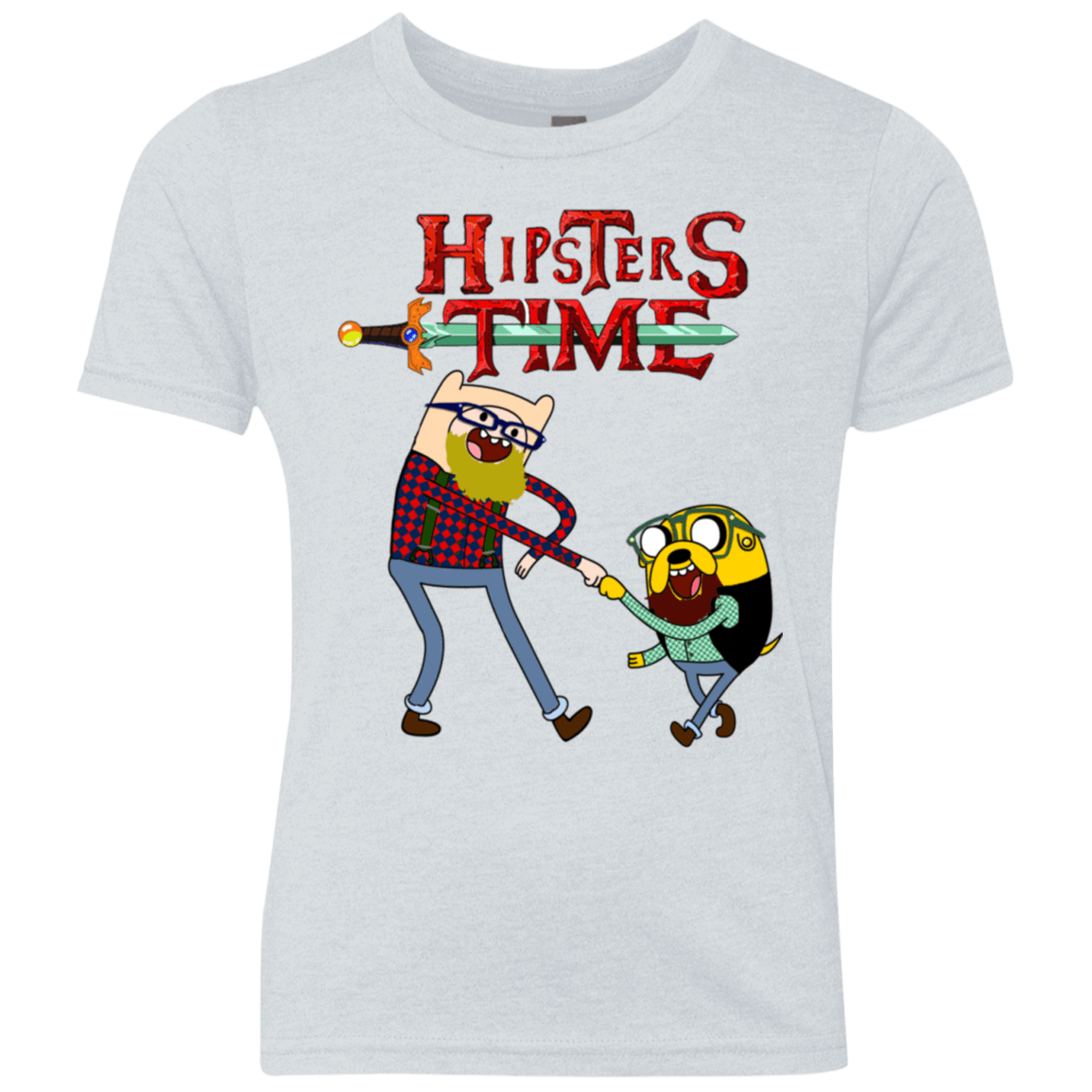 T-Shirts Heather White / YXS Hipsters Time Youth Triblend T-Shirt