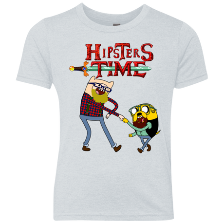 T-Shirts Heather White / YXS Hipsters Time Youth Triblend T-Shirt