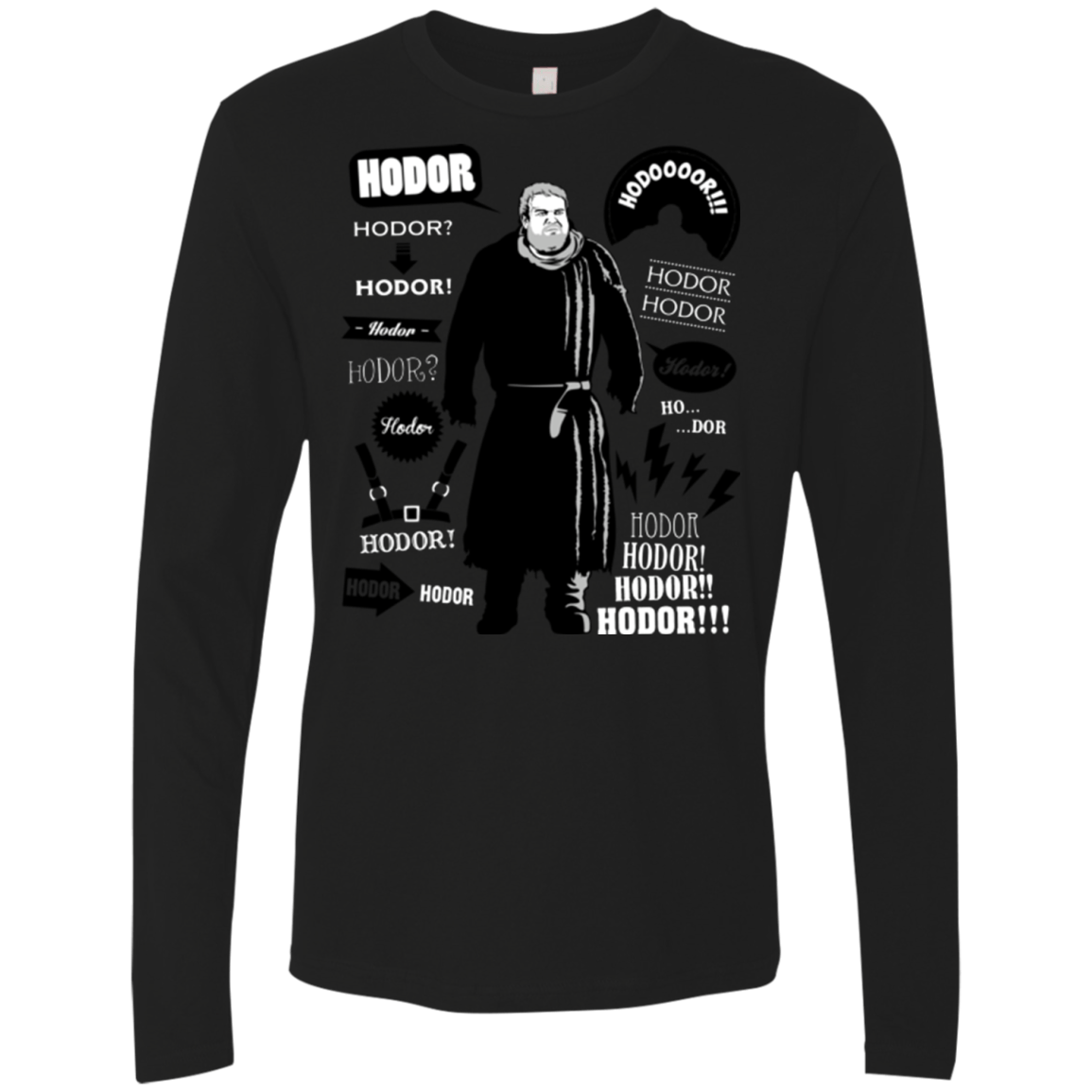 T-Shirts Black / Small Hodor Famous Quotes Men's Premium Long Sleeve