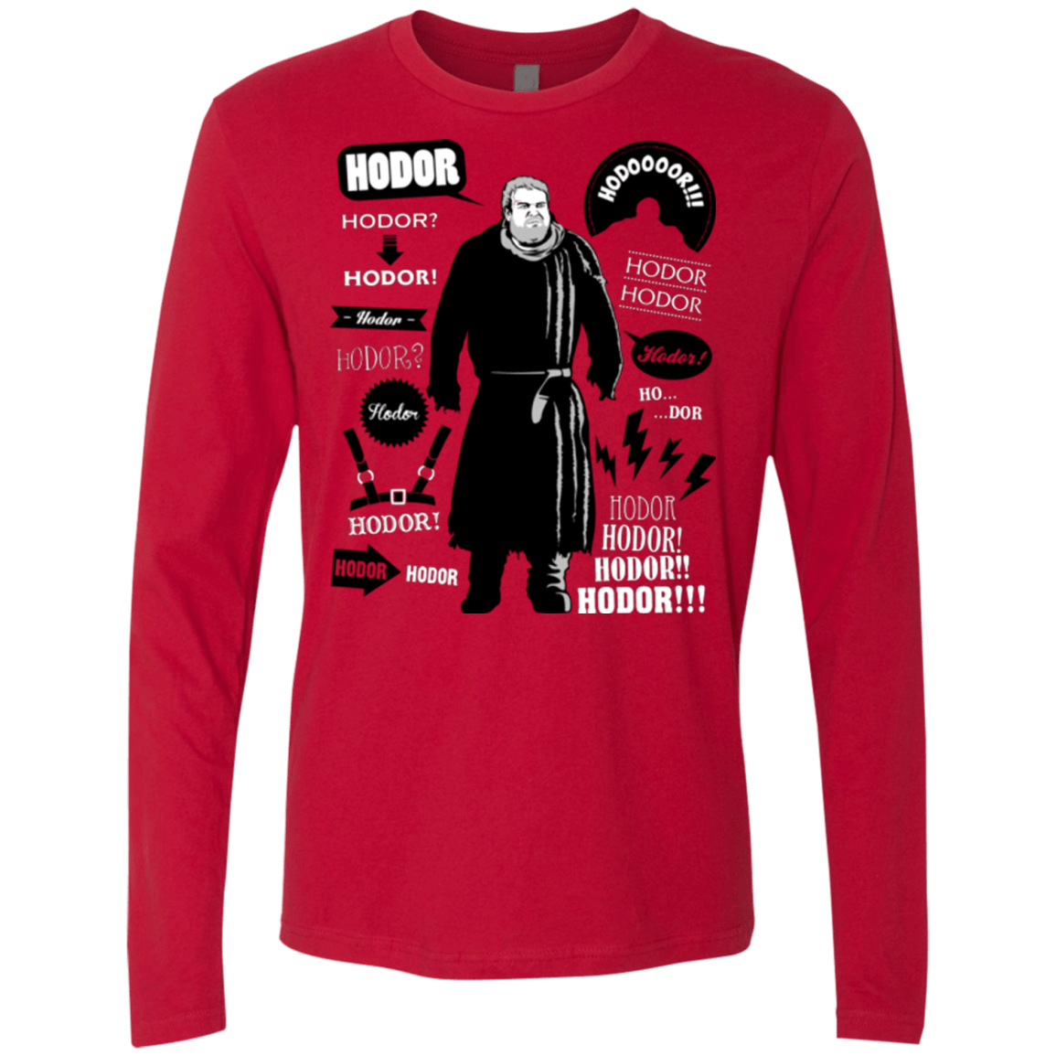 T-Shirts Red / Small Hodor Famous Quotes Men's Premium Long Sleeve