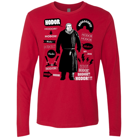 T-Shirts Red / Small Hodor Famous Quotes Men's Premium Long Sleeve