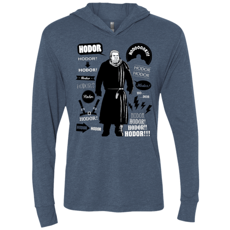 T-Shirts Indigo / X-Small Hodor Famous Quotes Triblend Long Sleeve Hoodie Tee