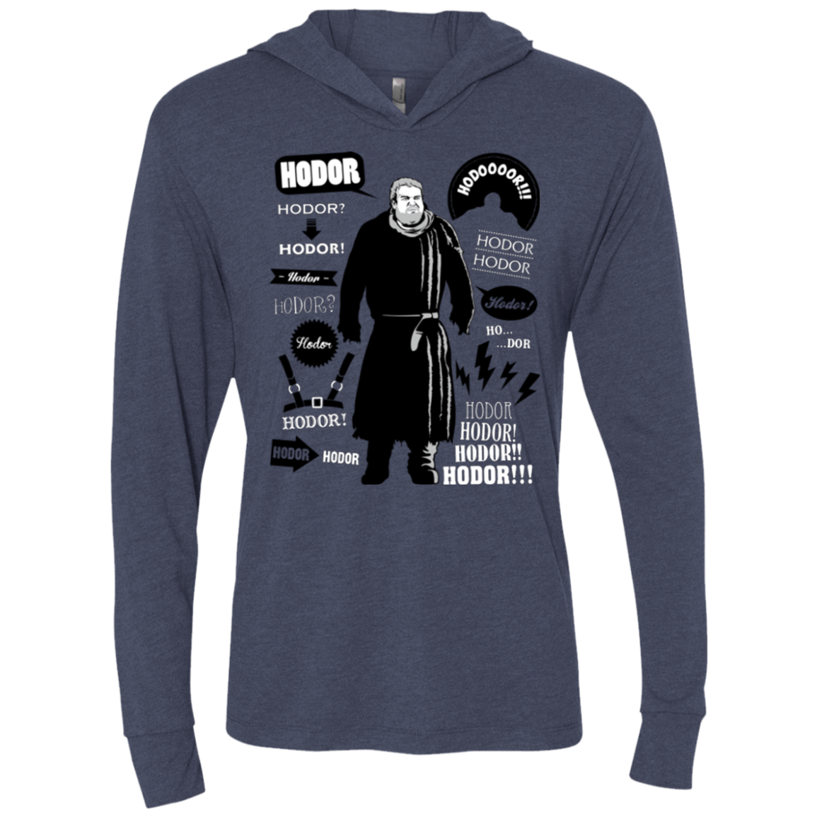 T-Shirts Vintage Navy / X-Small Hodor Famous Quotes Triblend Long Sleeve Hoodie Tee