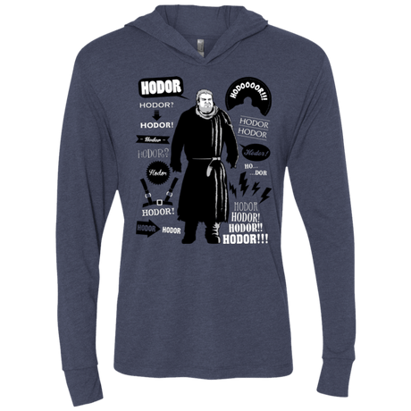 T-Shirts Vintage Navy / X-Small Hodor Famous Quotes Triblend Long Sleeve Hoodie Tee