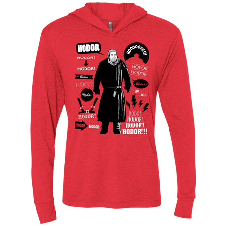 T-Shirts Vintage Red / X-Small Hodor Famous Quotes Triblend Long Sleeve Hoodie Tee