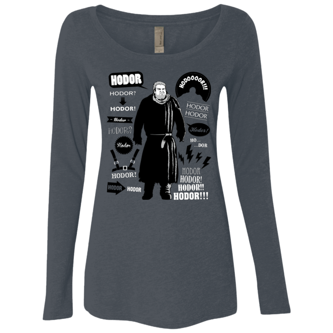 T-Shirts Vintage Navy / Small Hodor Famous Quotes Women's Triblend Long Sleeve Shirt