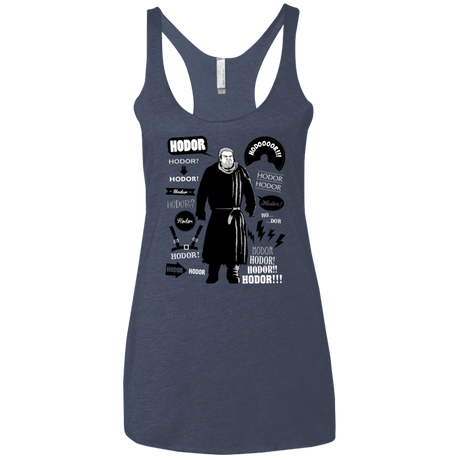 T-Shirts Vintage Navy / X-Small Hodor Famous Quotes Women's Triblend Racerback Tank