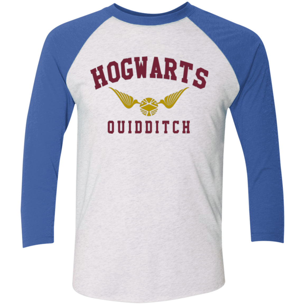 T-Shirts Heather White/Vintage Royal / X-Small Hogwarts Quidditch Triblend 3/4 Sleeve