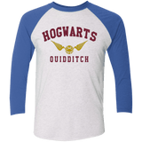 T-Shirts Heather White/Vintage Royal / X-Small Hogwarts Quidditch Triblend 3/4 Sleeve