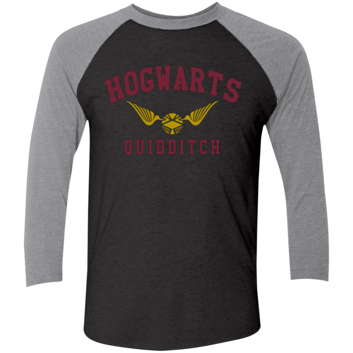 T-Shirts Vintage Black/Premium Heather / X-Small Hogwarts Quidditch Triblend 3/4 Sleeve