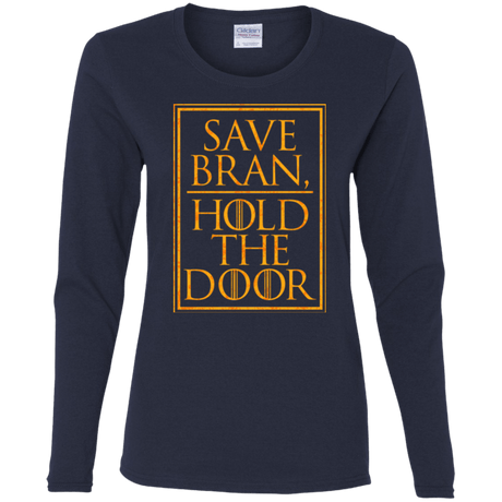 T-Shirts Navy / S Hold the Door Women's Long Sleeve T-Shirt