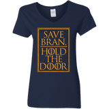 T-Shirts Navy / S Hold the Door Women's V-Neck T-Shirt