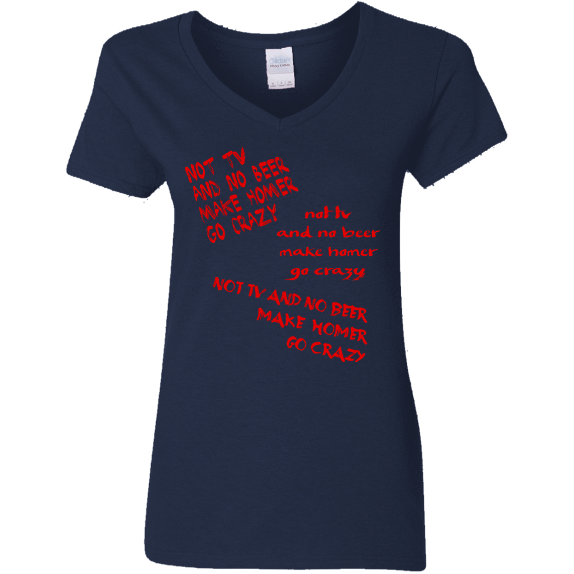 T-Shirts Navy / S HOMER CRAZY Women's V-Neck T-Shirt