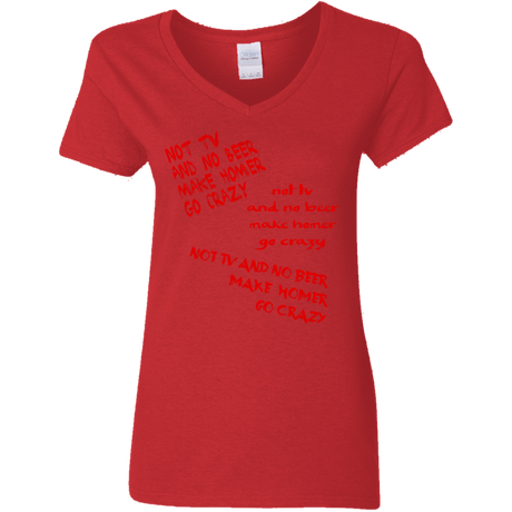 T-Shirts Red / S HOMER CRAZY Women's V-Neck T-Shirt