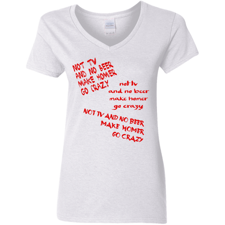 T-Shirts White / S HOMER CRAZY Women's V-Neck T-Shirt