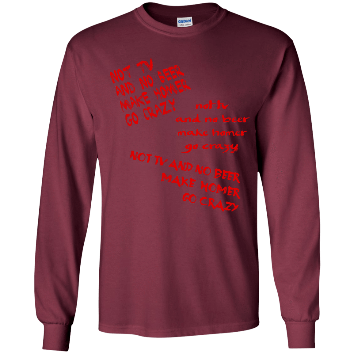 T-Shirts Maroon / YS HOMER CRAZY Youth Long Sleeve T-Shirt