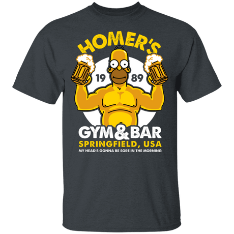 T-Shirts Dark Heather / YXS Homer's Gym & Bar Youth T-Shirt
