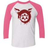 T-Shirts Heather White/Vintage Pink / X-Small Homunculus Men's Triblend 3/4 Sleeve