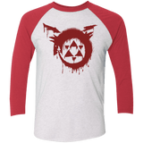 T-Shirts Heather White/Vintage Red / X-Small Homunculus Men's Triblend 3/4 Sleeve