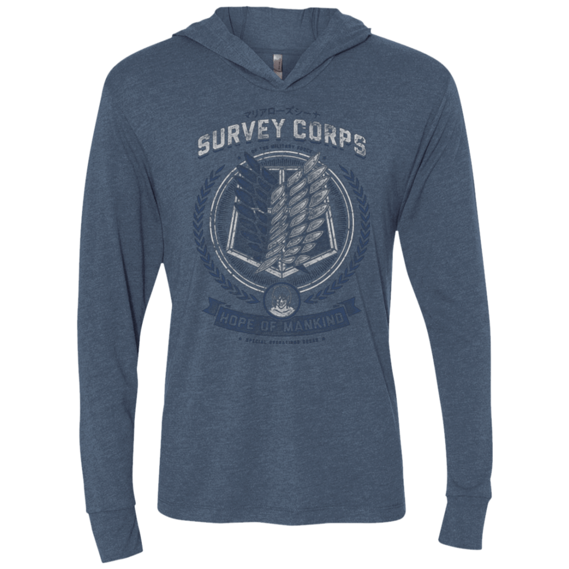 T-Shirts Indigo / X-Small Hope of Mankind Triblend Long Sleeve Hoodie Tee