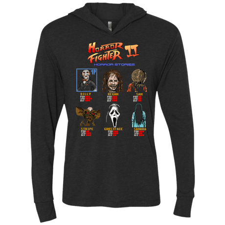 T-Shirts Vintage Black / X-Small Horror Fighter 2 Triblend Long Sleeve Hoodie Tee