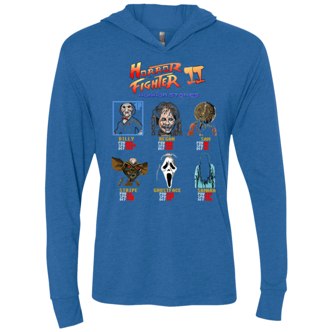 T-Shirts Vintage Royal / X-Small Horror Fighter 2 Triblend Long Sleeve Hoodie Tee