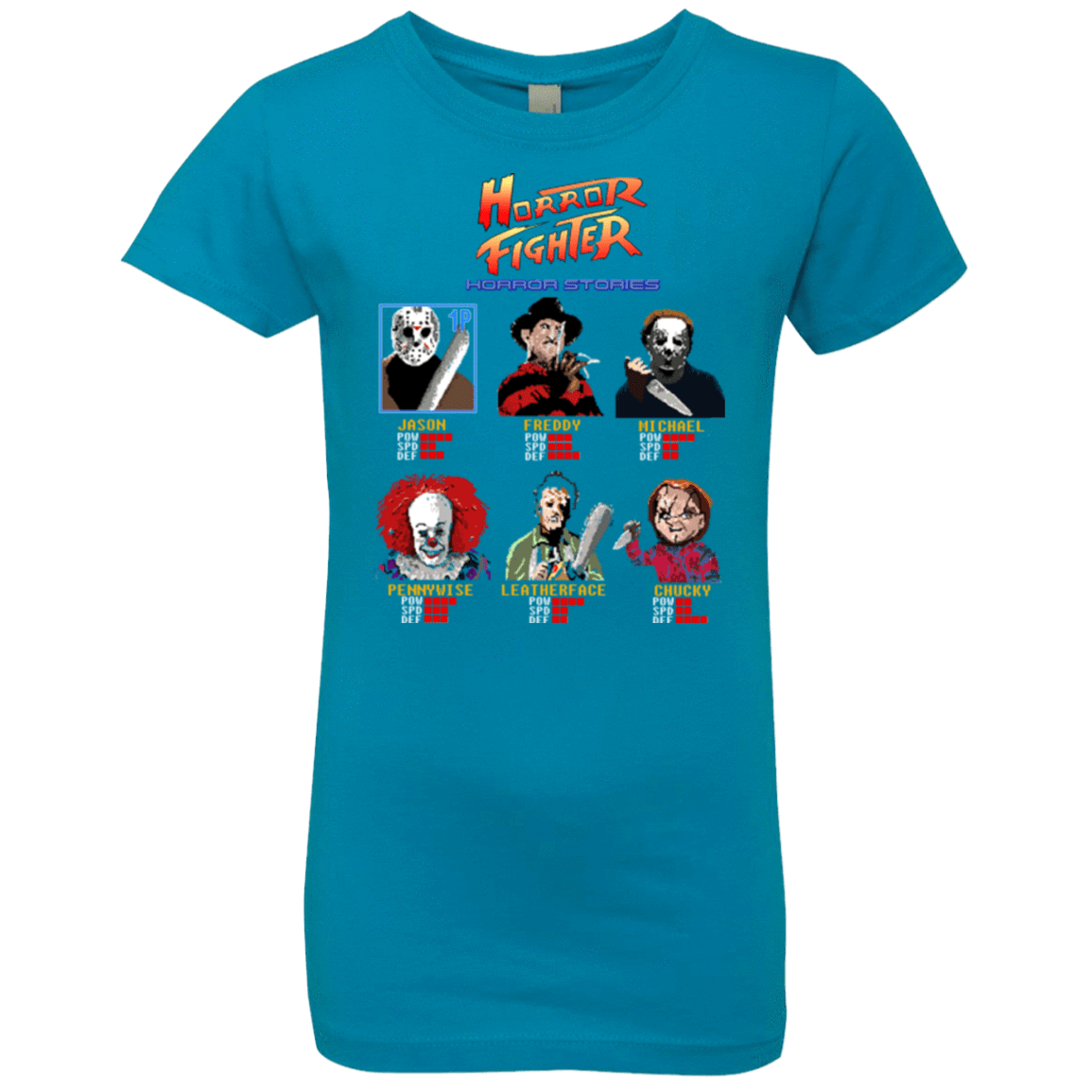 T-Shirts Turquoise / YXS Horror Fighter Girls Premium T-Shirt