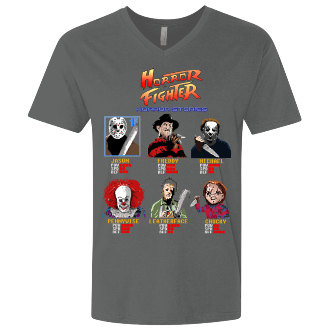 T-Shirts Heavy Metal / X-Small Horror Fighter Men's Premium V-Neck