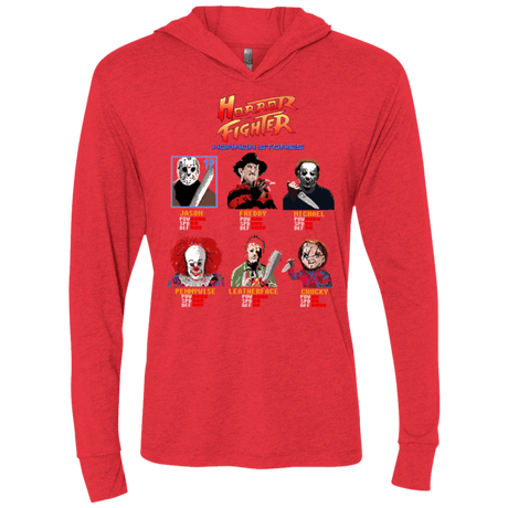 T-Shirts Vintage Red / X-Small Horror Fighter Triblend Long Sleeve Hoodie Tee