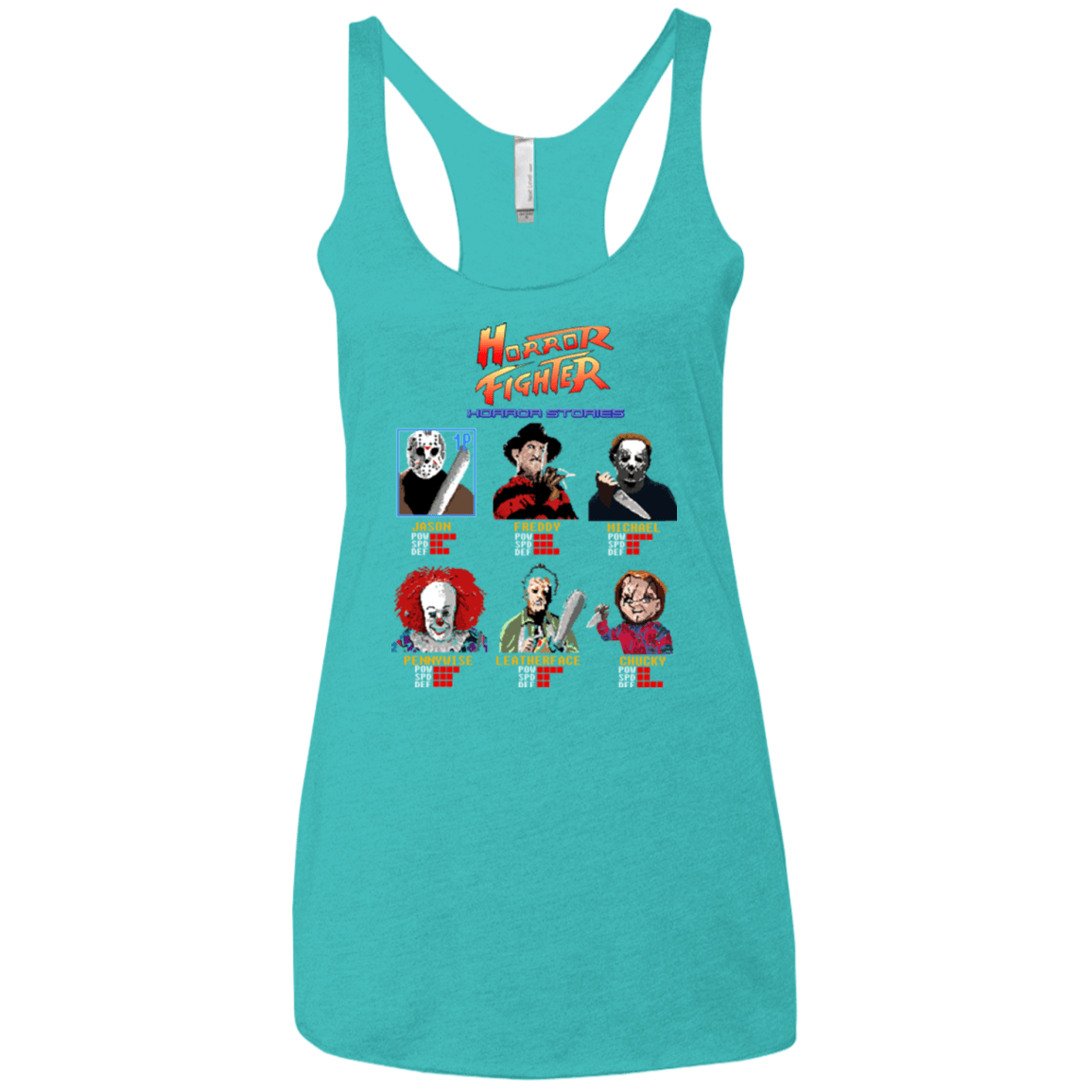 T-Shirts Tahiti Blue / X-Small Horror Fighter Women's Triblend Racerback Tank