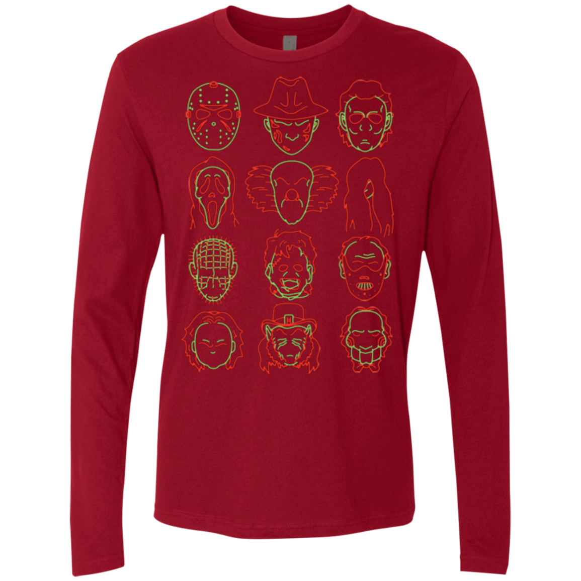 T-Shirts Cardinal / Small HORROR HEADS Men's Premium Long Sleeve