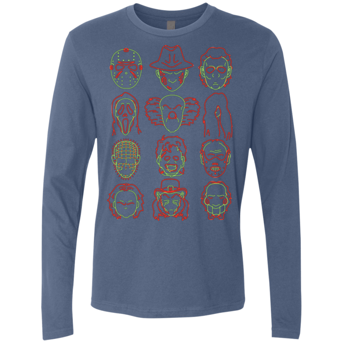 T-Shirts Indigo / Small HORROR HEADS Men's Premium Long Sleeve