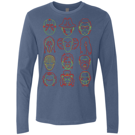 T-Shirts Indigo / Small HORROR HEADS Men's Premium Long Sleeve