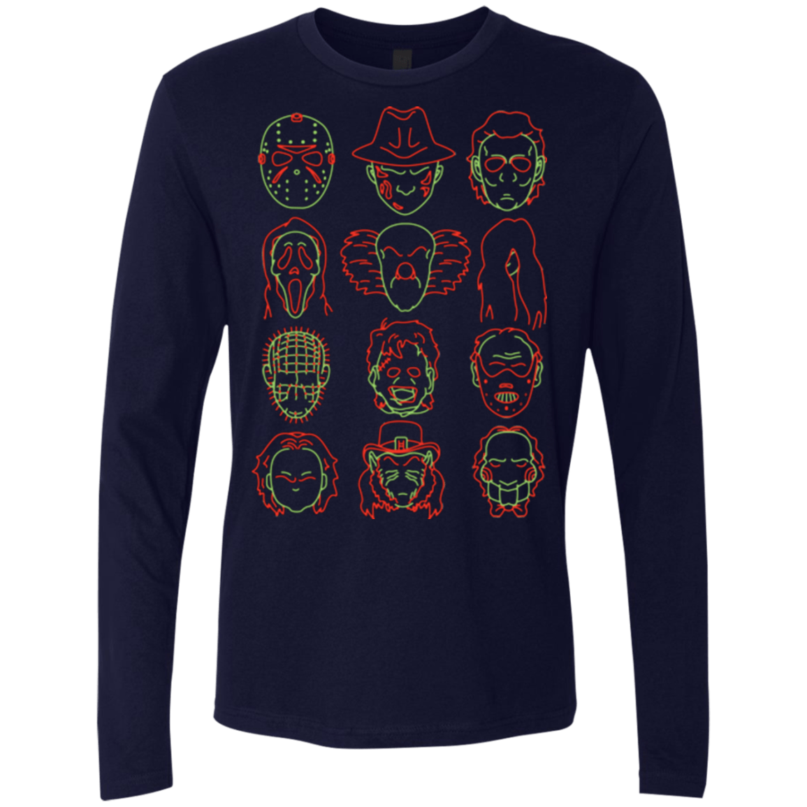 T-Shirts Midnight Navy / Small HORROR HEADS Men's Premium Long Sleeve