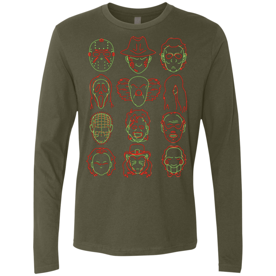 T-Shirts Military Green / Small HORROR HEADS Men's Premium Long Sleeve