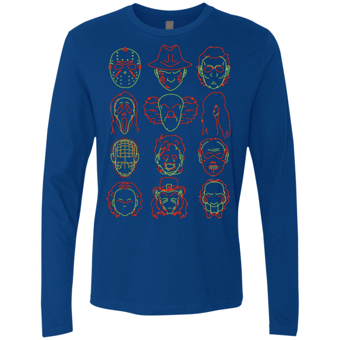 T-Shirts Royal / Small HORROR HEADS Men's Premium Long Sleeve